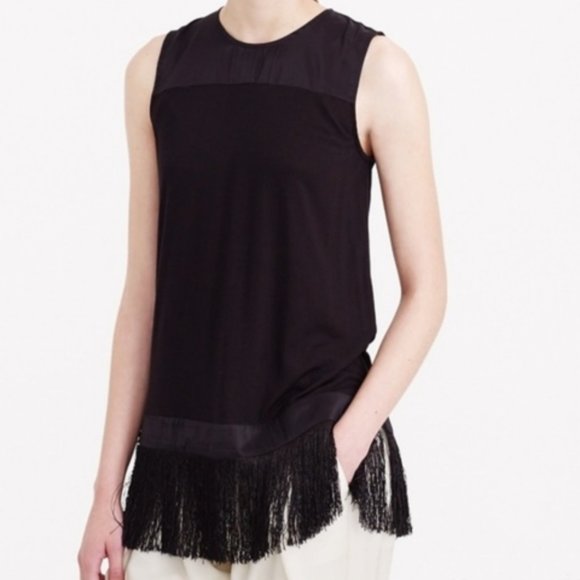 J. Crew Black Sleeveless Tunic with Fringe Hem - Picture 3 of 13